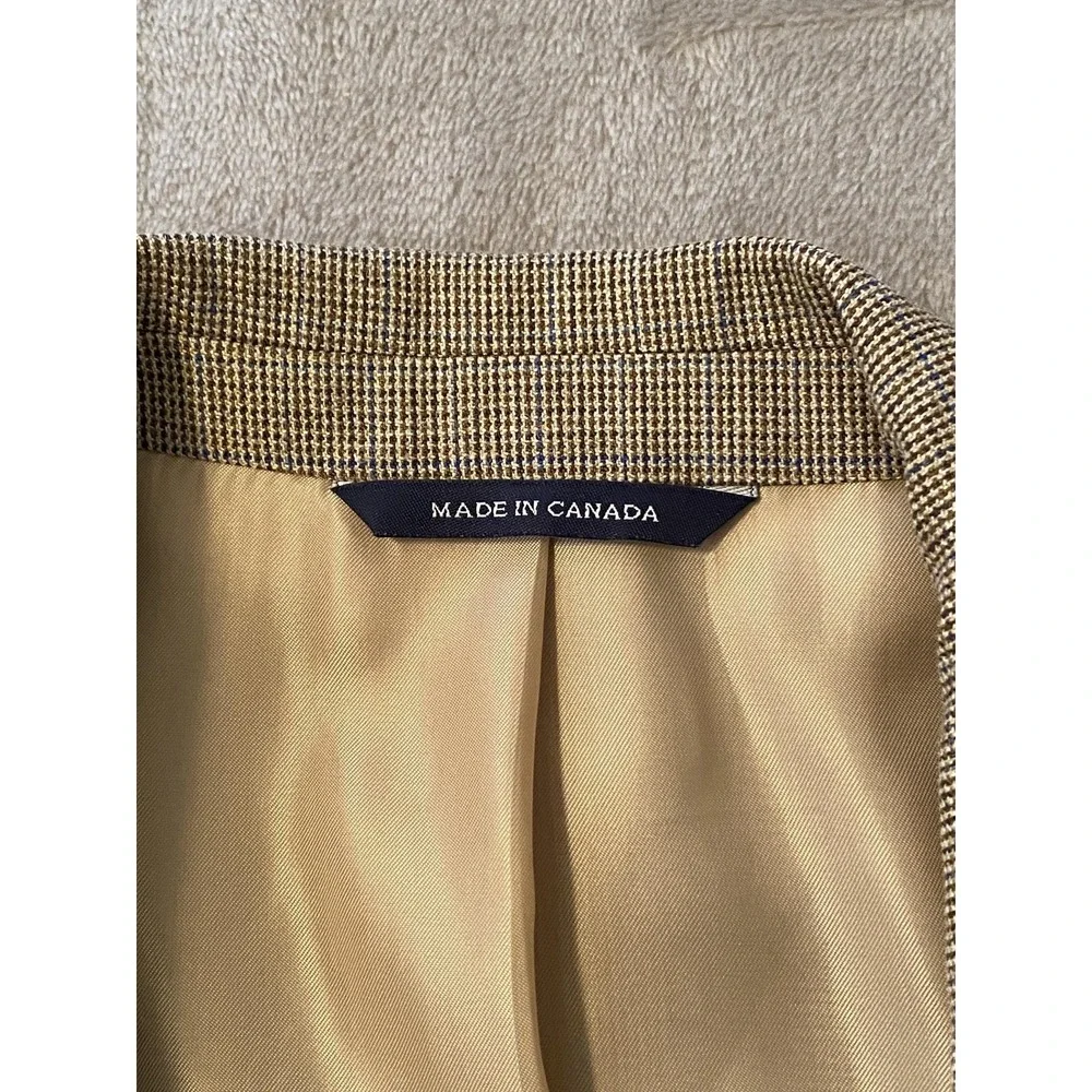 Ralph‎ Lauren Blazer Mens 42R Brown Tan Silk Wool Check Bussiness Office Classic